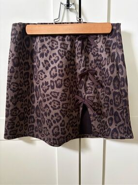 Leopard Print Mini Skirt with Side Bow Details - Brown